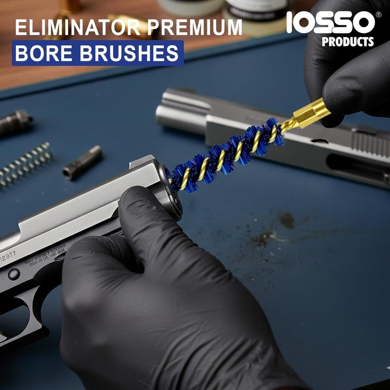 Iosso Premium Bore Brush – Blue Synthetic Fiber – Durable, Long-Lasting Tool for Gun Maintenance – Made in USA Bore Cleaning Brush (.357-9mm-PISTOL BORE Brush) - Image 2